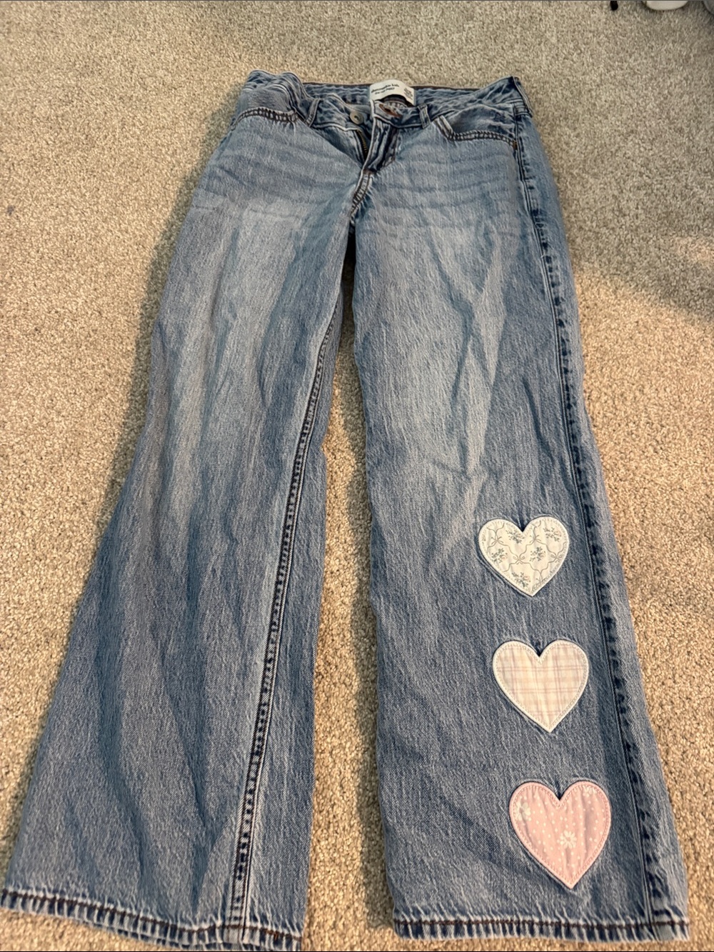 abercrombie kids Light Blue Denim Jeans with Heart Patches